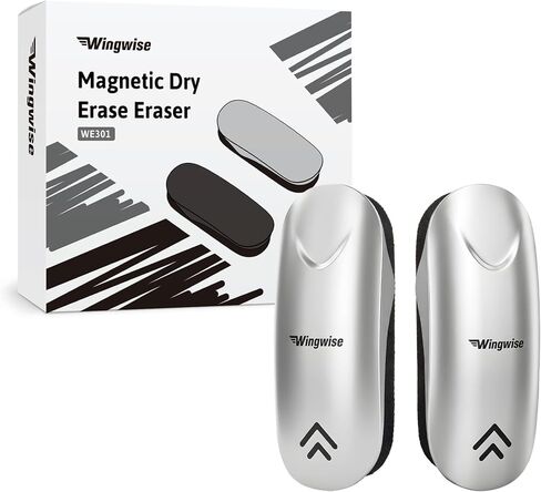 Wingwise Magnetic Dry Erase Eraser for Glass Whiteboards,White Board Erasers with Strong Magnet, 2-Pack, Black + White, for Office, Classroom, Home (WE201) in Kuwait