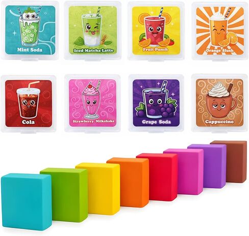 Scented Kneaded Erasers, 40 Pack Kneadable Erasers with Plastic Cases, 8 Colors 8 Scents, Moldable Eraser Putty for Drawing Sketching Drafting Writing (Drink-Themed) in Kuwait