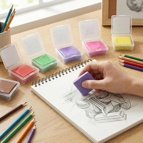 Scented Kneaded Erasers, 40 Pack Kneadable Erasers with Plastic Cases, 8 Colors 8 Scents, Moldable Eraser Putty for Drawing Sketching Drafting Writing (Drink-Themed) in Kuwait