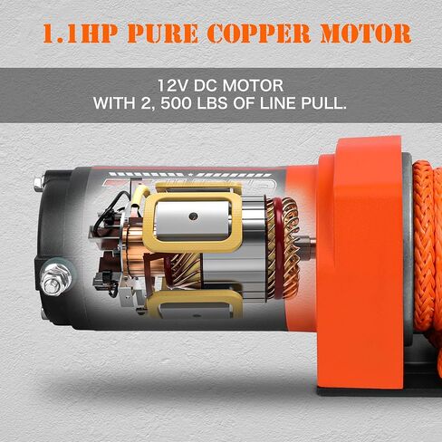 ZESUPER 2500 lb 12V DC Electric Winch 30 ft Synthetic Rope Off Road Waterproof UTV ATV Boat Winch Kits with Wireless Remote,Handheld Switch in Saudi Arabia
