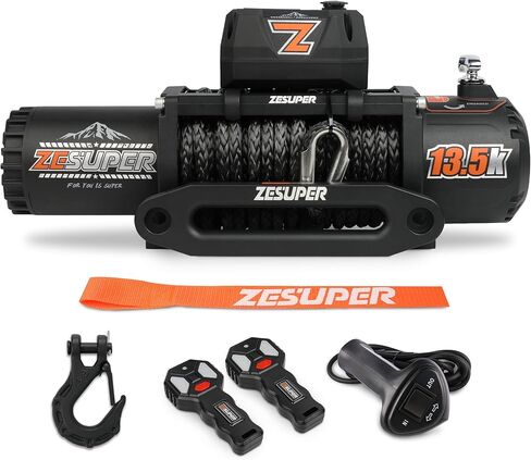 ZESUPER 2500 lb 12V DC Electric Winch 30 ft Synthetic Rope Off Road Waterproof UTV ATV Boat Winch Kits with Wireless Remote,Handheld Switch in Saudi Arabia