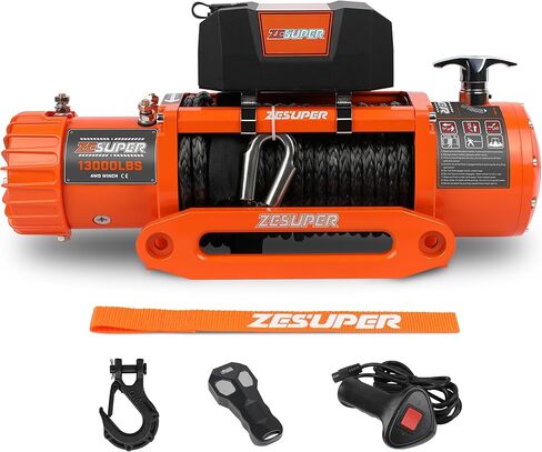 ZESUPER 2500 lb 12V DC Electric Winch 30 ft Synthetic Rope Off Road Waterproof UTV ATV Boat Winch Kits with Wireless Remote,Handheld Switch in Saudi Arabia