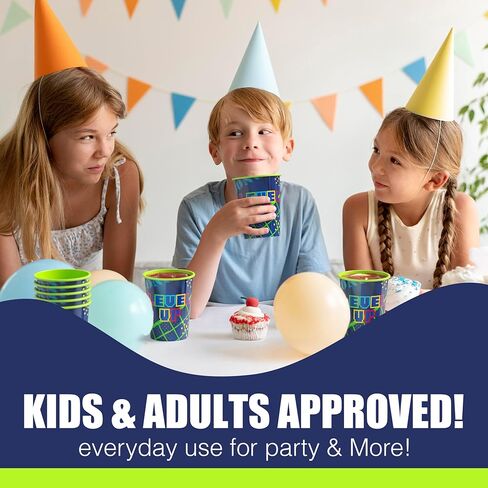 Amscan Pack of 12 Reusable 16 oz Plastic Cups – Durable Party Cups for Kids, Stackable and BPA-Free – Fun Level Up Gaming Theme Design for Birthdays, Parties, Summer & More in Saudi Arabia