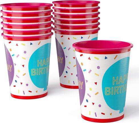 Amscan Pack of 12 Reusable 16 oz Plastic Cups – Durable Party Cups for Kids, Stackable and BPA-Free – Fun Level Up Gaming Theme Design for Birthdays, Parties, Summer & More in Saudi Arabia