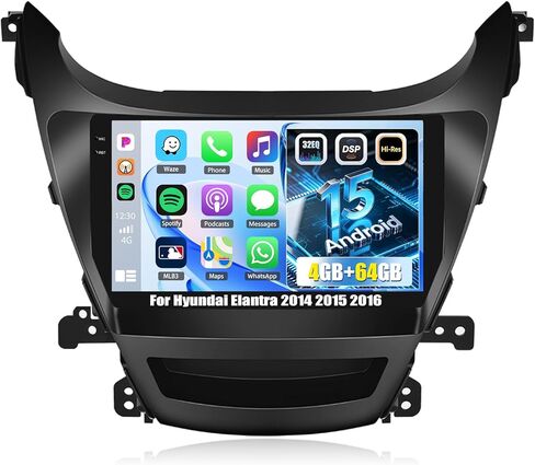 UNITOPSCI 2G+64G Android 13 ستيريو سيارة لشركة Hyundai Elantra 2014-2016 راديو لاسلكي Apple CarPlay Android Auto 9 بوصة بلوتوث شاشة لمس GPS وحدة رئيسية HiFi WiFi FM راديو USB SWC + AHD كاميرا احتياطية in Saudi Arabia