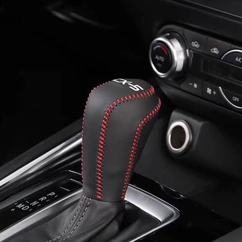 XITER for Genuine Leather Gear Shift Knob Cover Car Protect Accessories Case for CX5 CX-5 2017-2026 (Black Stitches) in Kuwait