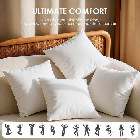 Two Sets of 20 inch White Pillow cores, Filled with Selected high Elasticity Polyester fibers, Providing a Soft Touch and Long-Lasting Support. in Kuwait