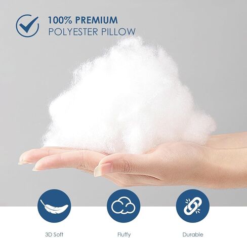 Two Sets of 20 inch White Pillow cores, Filled with Selected high Elasticity Polyester fibers, Providing a Soft Touch and Long-Lasting Support. in Kuwait