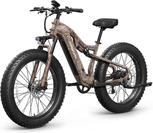 PUCKIPUPPY دراجة كهربائية للبالغين 1350 واط ترقية الذروة، 48 فولت 20 أمبير بطارية Ebike، 26 بوصة إطار عريض دراجة جبلية كهربائية كاملة التعليق، نطاق 80 ميل، 28 ميل في الساعة، 8 سرعات، مستشعر عزم الدوران، لابرادور برو in Saudi Arabia