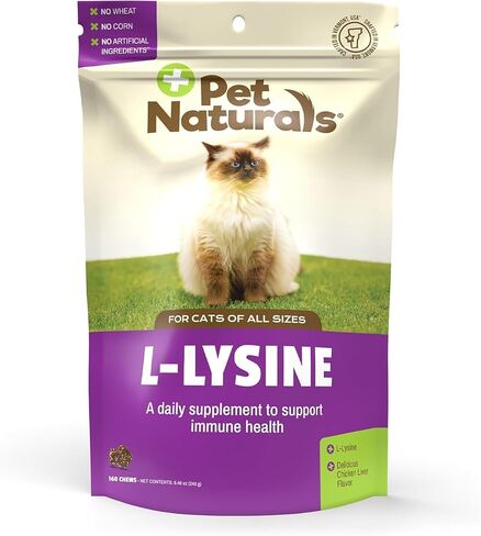 Pet Naturals Lysine for Cats, Chicken Flavor, 60 Chews - Immune and Respiratory Support for Cats - No Wheat or Corn - Vet Recommended in Saudi Arabia