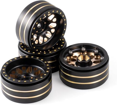 4PCS/1set Brass 1.3" RC beadlock Wheels Rims for 1/18th TRX4M Ascent-18,1/24th AXIAL SCX24 AX24 RC Crawler Car Upgrade Parts (Black) in Kuwait