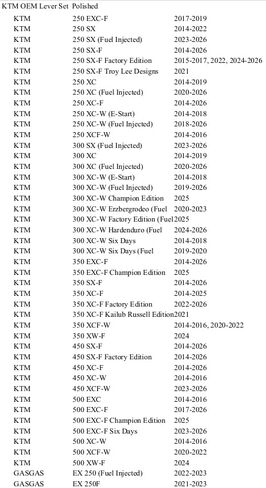 مجموعة رافعة القابض والفرامل KTM OEM مصقولة متوافقة مع 250/350/450 SX-F/XC-F/250 SX/250/300 XC/XC-W/350/500 EXC/F 2014-2026/300 SX 2023-2026 - 54802042400 in Kuwait