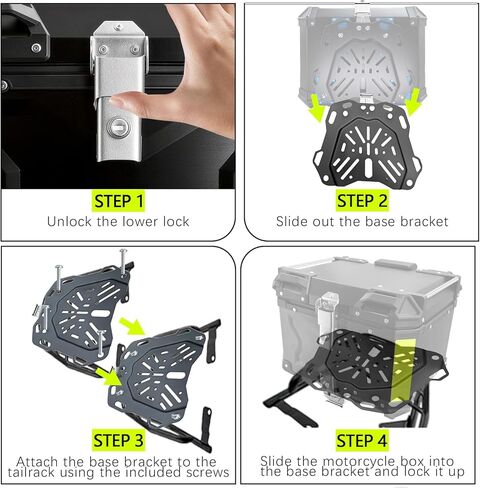 Motorcycle Top Case 45L Aluminum Alloy Motorbike Tail Box with Waterproof Lid & Anti-Shock Detachable Suitable for Stowing Helmets and Luggage in Kuwait