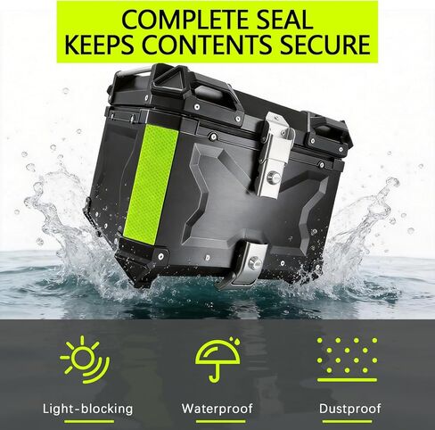Motorcycle Top Case 45L Aluminum Alloy Motorbike Tail Box with Waterproof Lid & Anti-Shock Detachable Suitable for Stowing Helmets and Luggage in Kuwait
