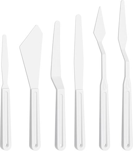 6 Pcs Palette Knives, Thin & Flexible Plastic Spatula Set, Art Palette Knife Tools Set for Acrylic Paint Mixing, Spreading, Scratching, Layering Colors, Oil Painting Supplies in Kuwait