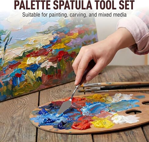 29 Piece Palette Knife Set, Numbered Paint Spatula Stainless Steel with Wooden Handle for Acrylic and Oil Painting Textured Art Supplies Canvas in Kuwait