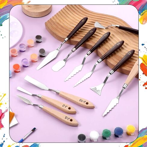 29 Piece Palette Knife Set, Numbered Paint Spatula Stainless Steel with Wooden Handle for Acrylic and Oil Painting Textured Art Supplies Canvas in Kuwait