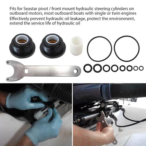 Front Mount Hydraulic Steering Cylinder Seal Kit Fits for Seastar HC5340, HC5341, HC5342, HC5343, HC5344 Marine Applications(New Version) in Kuwait