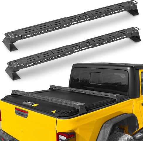 حامل سرير MONOKING بوزن 1300 رطل متوسط ​​الحجم للشاحنة البرية مع 2 من العارضات ولوحات العلم DIY، رف شحن عالي قابل للتعديل من 16 بوصة إلى 25 بوصة للمصارع JT Tacoma Frontier Canyon Colorado Ranger سلم رف in Kuwait