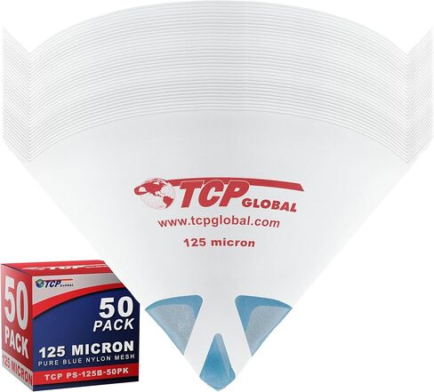 TCP Global - 125 Micron Filter Tips Ultra-Fine Paint Strainer (250 Pack) - Pure Blue Nylon Mesh Cone Strainer - Paint Filter Cones for Auto, House & Hobby in Kuwait