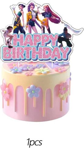 25Pcs For Demon Movie Hunters Cake Decorations with 24pcs Cupcake Toppers, 1pcs Happy Birthday Cake Topper, Cartoon Themed Party Supplies, Perfect for Birthday Party Decorations in Kuwait
