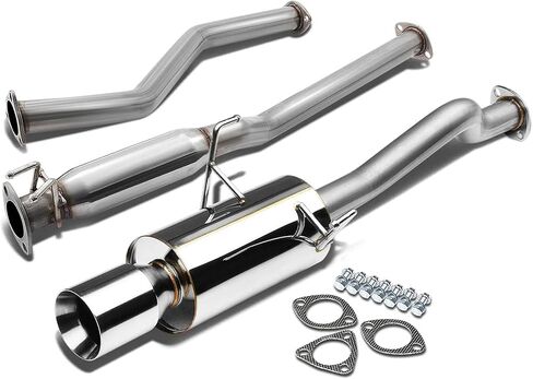 Stainless Steel Exhaust System 4 Inch Round Tip 2.25 Inch Inlet FOR Honda Civic for 1992 1993 1994 1995 1996 1997 1998 1999 2000 SDD-CBEHC922NRT in Kuwait