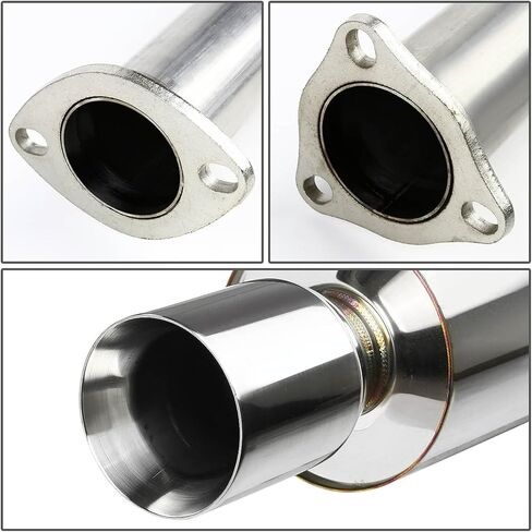 Stainless Steel Exhaust System 4 Inch Round Tip 2.25 Inch Inlet FOR Honda Civic for 1992 1993 1994 1995 1996 1997 1998 1999 2000 SDD-CBEHC922NRT in Kuwait