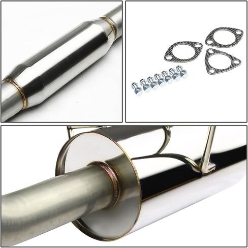 Stainless Steel Exhaust System 4 Inch Round Tip 2.25 Inch Inlet FOR Honda Civic for 1992 1993 1994 1995 1996 1997 1998 1999 2000 SDD-CBEHC922NRT in Kuwait