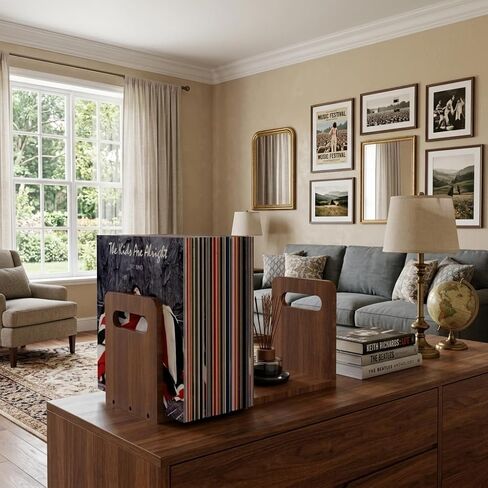 Wooden Vinyl Record Storage with Adjustable Divider, Magazine Holder Desktop Bookshelf Vinyl Record Storage Rack, Holds up to 80-100 LPs, Minimalistic Design for Files Books Magazines Record Rack in Kuwait