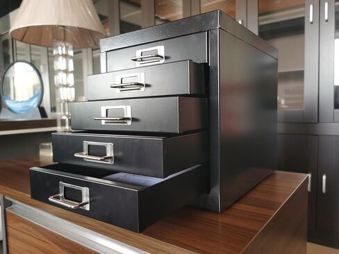 Office Storage Cabinet - File Cabinet Mini 5 Tier Metal File Organizer Document Organizer, for Home, Office, Desk (Black) in Kuwait