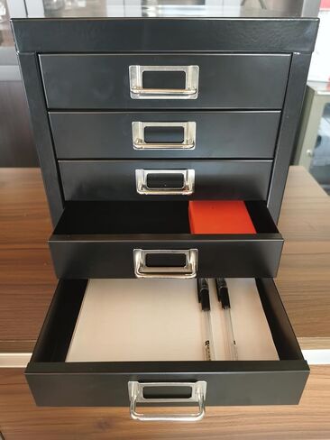 Office Storage Cabinet - File Cabinet Mini 5 Tier Metal File Organizer Document Organizer, for Home, Office, Desk (Black) in Kuwait