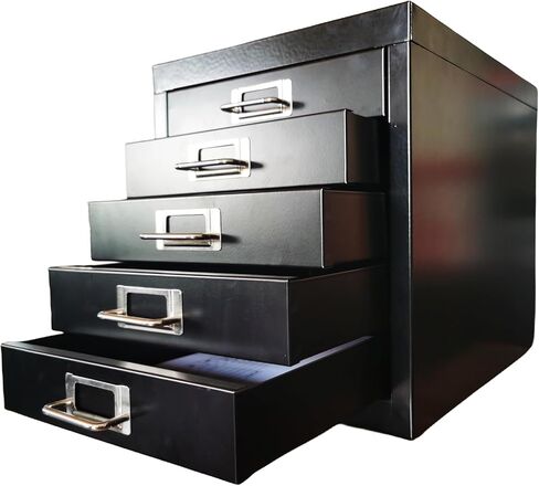 Office Storage Cabinet - File Cabinet Mini 5 Tier Metal File Organizer Document Organizer, for Home, Office, Desk (Black) in Kuwait