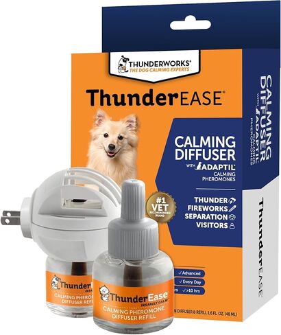 ThunderEase Dog Calming Pheromone Diffuser Kit | Powered by ADAPTIL | Vet Recommended to Relieve Separation Anxiety, Stress Barking & Chewing, and Fear of Fireworks & Thunderstorms (30 Day Supply) in Saudi Arabia