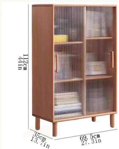 Storage Shelving Unit Multi Compartment Bookshel Wooden Organizer Rack with Sliding Glass Door for Office Books Study Supplies in Kuwait