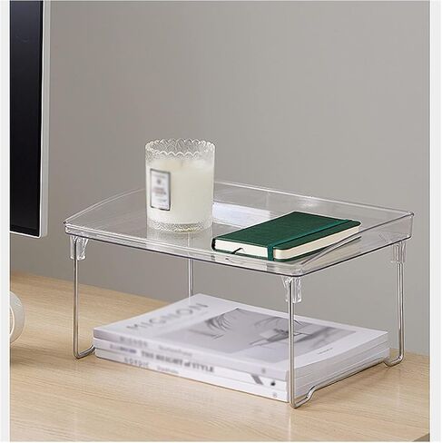 Storage Shelving Unit 1-Tier Desktop Bookshelf Transparent Organizer Shelves Rack for Office Supplies Decor in Kuwait