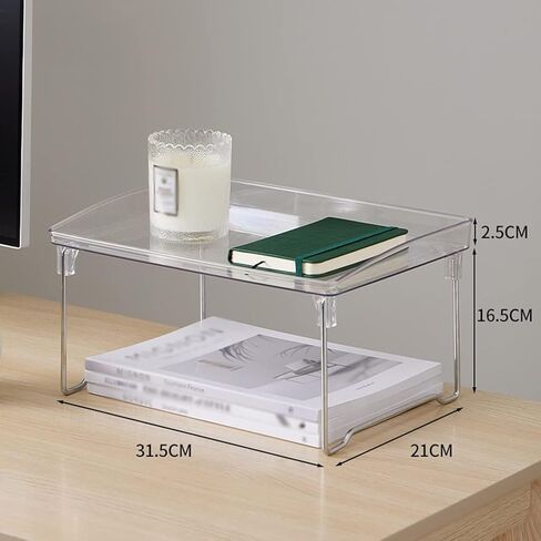 Storage Shelving Unit 1-Tier Desktop Bookshelf Transparent Organizer Shelves Rack for Office Supplies Decor in Kuwait