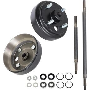 Golf Cart Rear Axle and Brake Hub Drum Assembly Kit Replacement for 1982+ Electric 1982-1993 Gas 2 Cycle Golf Carts