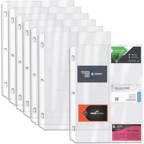 Better Office Products 50/Box Clear Heavyweight Business Card Sleeve Pages, Refill Pages, 10 Pockets Per Sheet, 3 Ring Business Card Binder Sheets, 50 Count