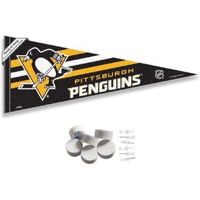 Pittsburgh Penguins Pennant Flag and Wall Tack Pads Mounts