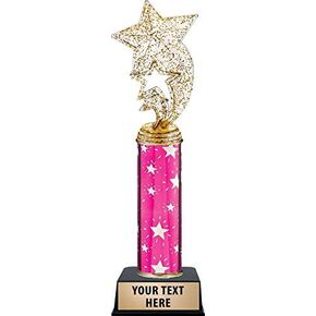 Crown Awards Glitter Star Rocket Trophies, Personalized Pink Glitter Star Rocket Trophy, Engraving Included Prime