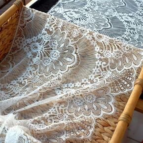 White Lace Trim Wide Eyelet Lace Ribbon Floral Scalloped Edge Trim for Sewing, Crafts, Wedding Decoration (18 Inch×3 Yards)