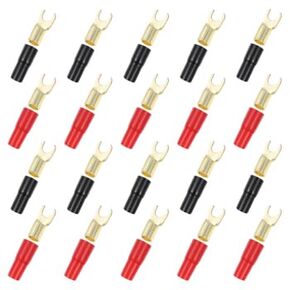 10 Pairs Spade Terminal Durable Copper Fork Connectors Fork Adapters for Speaker