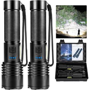 BERCOL Flashlights High Lumens Rechargeable, 990,000 Lumens Super Bright Led Flashlight, 7 Modes Brightest Powerful Flash Light with COB Light, IPX6 Waterproof Handheld Flashlights for Camping Home