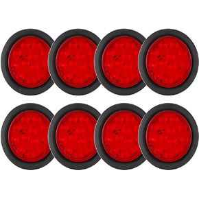 LIMICAR 4 "أضواء خلفية LED مستديرة حمراء للمقطورة جروميت التوصيل 12 LED إيقاف تشغيل إشارة إيقاف الفرامل أضواء مقطورة لجرار شاحنة حافلة شاحنات RV (حزمة من 8) in Kuwait
