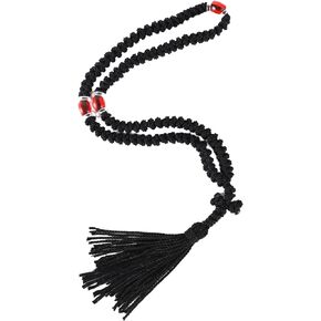 Handmade Orthodox Prayer Rope 100 Knots with Red Bead,Prayer Beads Christian Greek Komboskoini Chotki,Greek Orthodox Cross Christian Car Accessories,Protestant Prayer Beads Rosary Blessed Decor Gift