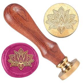 ختم شمع الأوركيد، ختم ختم شمع الزهرة 1 بوصة رأس ختم قابل للإزالة مع مقبض خشبي طقم ختم الشمع لدعوات الحفلات، عبوات النبيذ لتزيين تغليف الهدايا