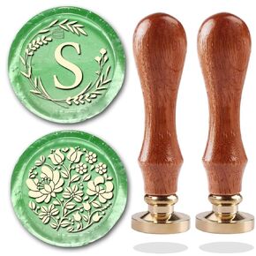 Initial Letter Alphabet M Wax Seal Stamp,Wicker Eucalyptus Initial M Sealing Wax Stamp with Flower Wax Stamp for Wedding Invitation Gift Wrap Envelopes Christmas Card (Initial M)