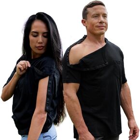 Post-Surgery Shoulder Recovery Shirt with Full Open Snap Design for Easy Access | Unisex Fit | Perfect for Dialysis and Chemo