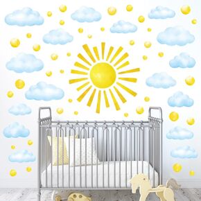 DECOWALL DS12-8079 78pcs Sun Clouds Polka dot Wall Stickers Decals Art Baby Bedroom Boho Classroom décor Living Kids Home Nursery playroom Removable Sunshine Vinyl DIY