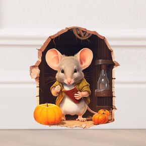 EGD Cute Mouse Hole Wall Decals 3D | 4"x4" Wall Stickers for Child Room Decor | Nursery Wall Decals | Mouse Hole Stickers for Wall Decor | Stickers for Kids (Reader Mouse)